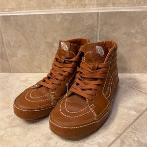 Vans SK8 Leather Wrap Brown Classic Hi Tops